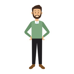 smiling man in casual clothes with arms waist standing vector illustration