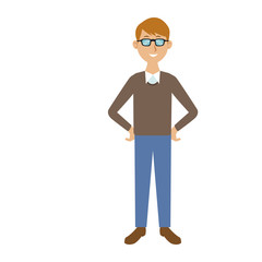 smiling man in casual clothes with arms waist standing vector illustration