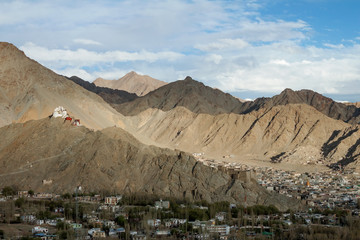 aerial view of Leh Ladakh City, India