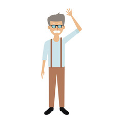 smiling man in casual clothes waving hand standing vector illustration