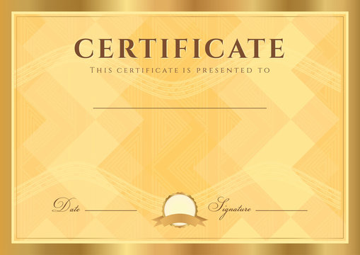 Certificate, Diploma of completion. Gold design template