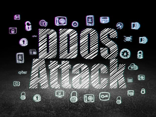 Protection concept: DDOS Attack in grunge dark room