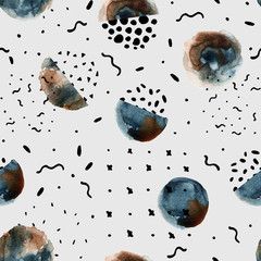 Abstract watercolor circles background : brush stroke, doodle, paper texture.