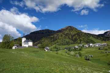 Fototapeta na wymiar Village of Sorica is one of most beautiful mountain villages in Slovenia.