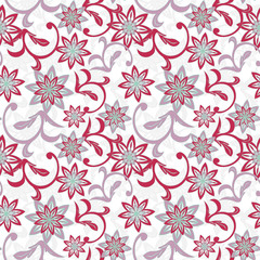 Fototapeta premium seamless damask pattern in red ahn blue. Vintage ornament. background for wallpaper, printing on the packaging paper, textiles, tile.