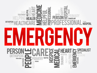 Fototapeta premium Emergency word cloud collage, healthcare concept background