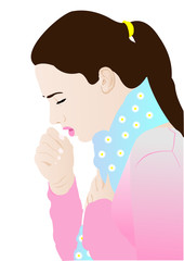 Girl Wheezing Illustration