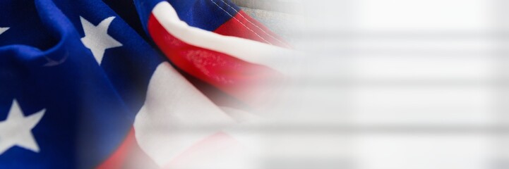 USA flag against with a white transition