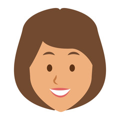 woman face smile expression cartoon character on white background vector illustration