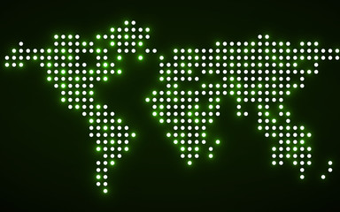 Fototapeta premium Abstract world map with glowing dots. Vector