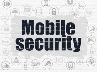 Fototapeta premium Safety concept: Mobile Security on wall background