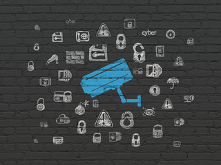 Security concept: Cctv Camera on wall background