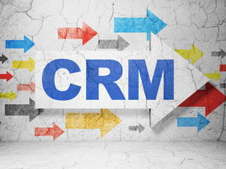 Business concept: arrow with CRM on grunge wall background