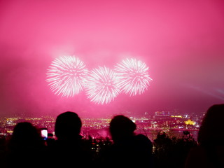 Fototapeta na wymiar purple fireworks