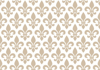Beige and white seamless floral pattern with royal lily © arturaliev