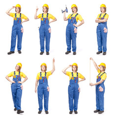 construction female worker, collage