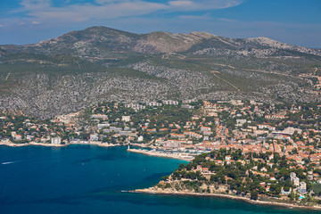 Fototapeta na wymiar Top view of the Cassis coastline