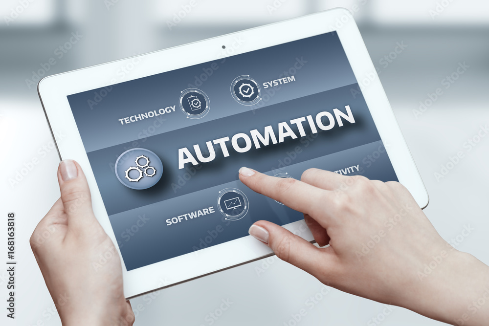Aufkleber automation software technology process system business concept