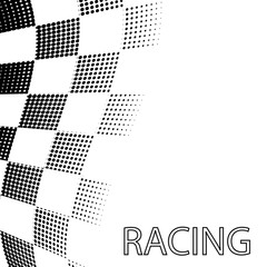 Racing Flag Background. Halftone Design. Vector Illustration.