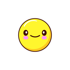smiling emoticon icon kawaii. Flat design Vector Illustration