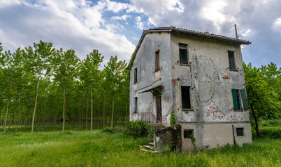 Haunted abandoned house in the woods