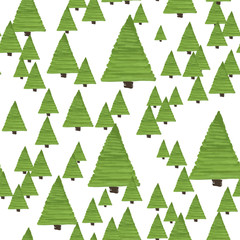 Christmas seamless tree doodles pattern.