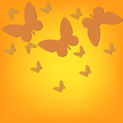 Orange background with 3d butterflies