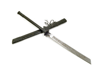 legend of ancient Samurai  grand sword with white isolate background