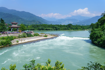 Ancient Dujiangyan irrigation system in Dujiangyan City, Sichuan province of  China.