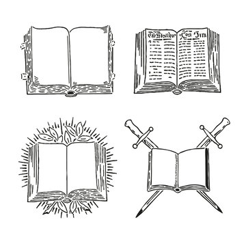 Retro book vector set engraving old style
