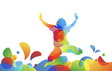 bambino, saltare, cromoterapia, gioco, giocare