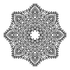 Mandala. Black and white decorative element. Picture for coloring.