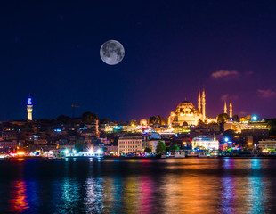 istanbul mosque in the night turkey