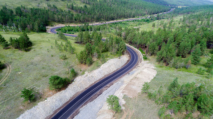 Curved road from above