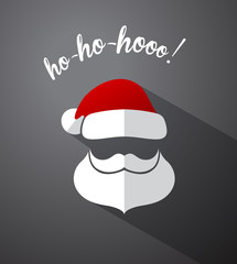 Santa Clause simple head with moustache, beard and hat and gray shadow