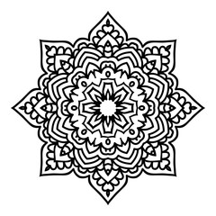 Mandala. Black and white decorative element. Picture for coloring.