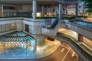 urban traffic road with cityscape in background in Hong Kong,China.