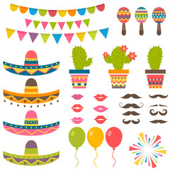 set with traditional Mexican symbols for festival