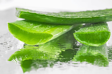 Aloe vera, leaf, sliced, slimy, plaster, for skin