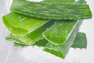 Aloe vera, leaf, sliced, slimy, plaster, for skin