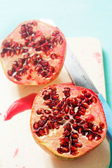 Pomegranate fruit cut in half