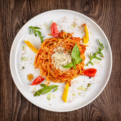 Food concept - Fresh pasta bolognese