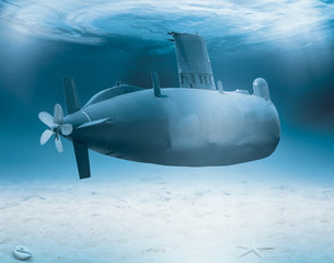 Submarine in the shallow water