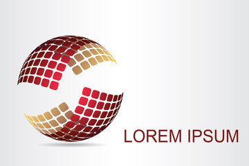 Logo stylized spherical surface with abstract shapes