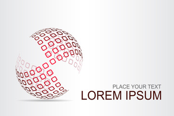 Logo stylized spherical surface with abstract shapes