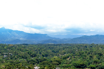 Fototapeta na wymiar Kandy Sri Lanka Panoramic view of mountains and kandy city from top of Kandy Hill