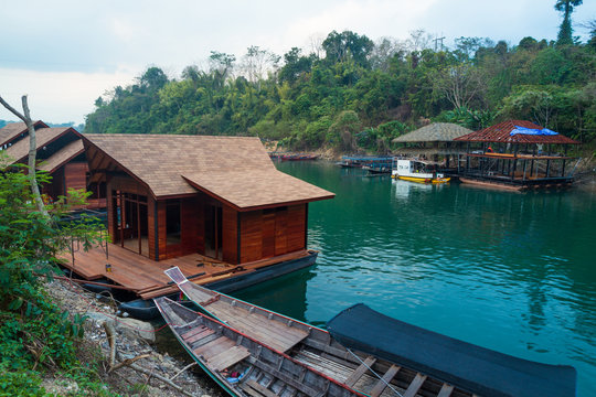 floating bungalow in wood