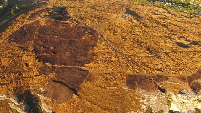 AERIAL VIEW. Scythian Naples With Grass Damaged By Fire, Crimea
