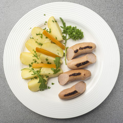 Sausages with boiled potatoes