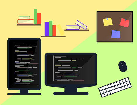 Learning Programming and coding concept, website development, Web Design. Flat Illustration